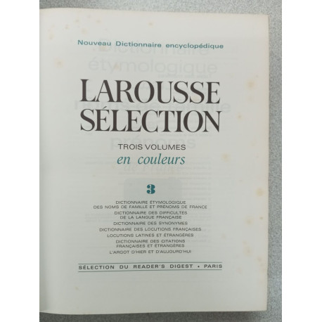 Dictionnaire Larousse Sélection Tome 3