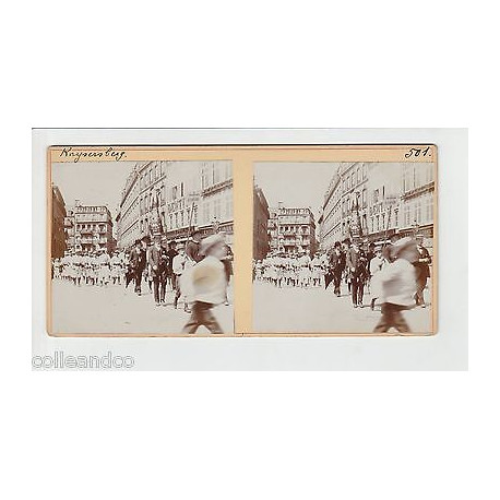 Vue Stéréoscopique Stéréo 67 STRASBOURG défilé rue mercière...