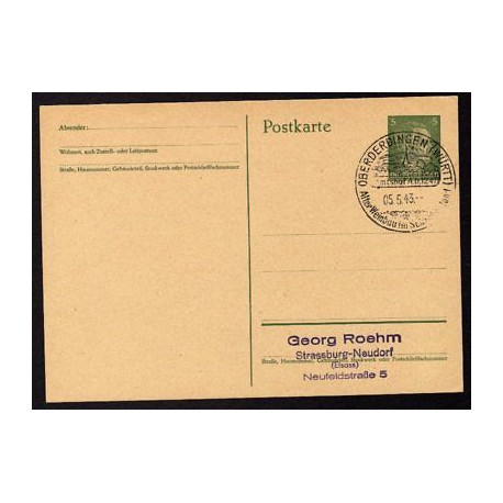 Ganzsache OBERDERDINGEN Cachet Spécial 050543 WW2
