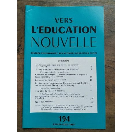 Vers l'éducation nouvelle n194 juillet août 1965