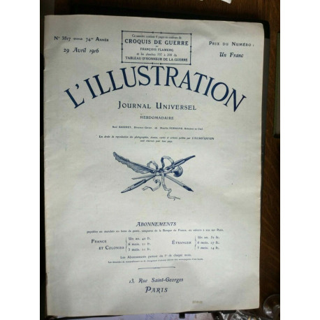 l'illustration journal Universel N 3817 74 année 29 Avril 1916