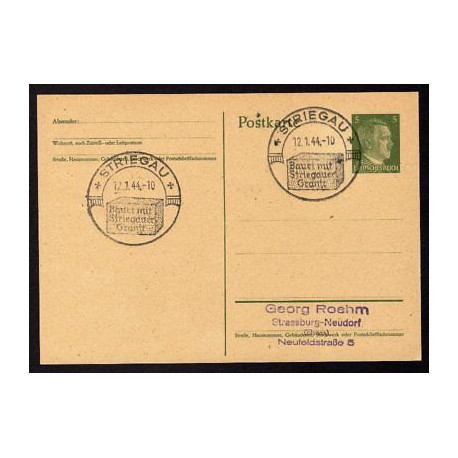 Ganzsache STRIEGAU Cachet Spécial 120144 WW2