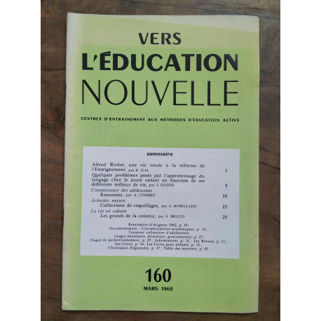 Vers l'éducation nouvelle n160 Mars 1962