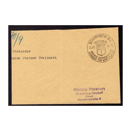 Postsache Absender Postamt SCHIRMECK du 250243
