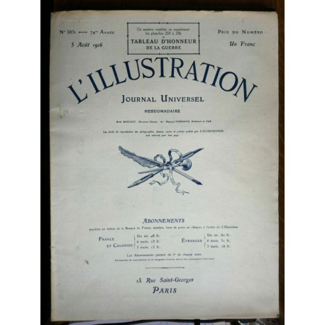 journal Universel N 3831 74 année 5 Aout 1916