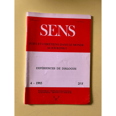Sens n177 Juifs et chrétiens dans le monde aujourd'hui Avril 1993