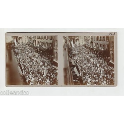 Vue Stéréoscopique Stéréo 67 STRASBOURG 2 vues Rue Mercière défilé...