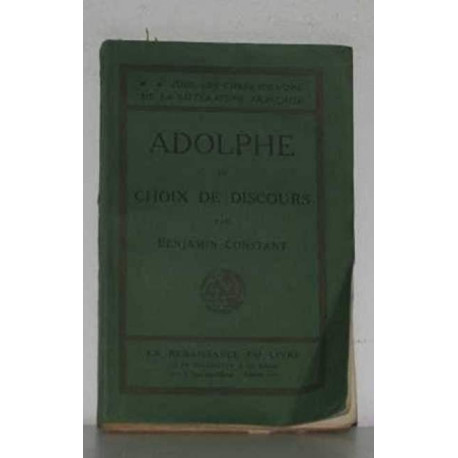 ADOLPHE ET CHOIX DE DISCOURS