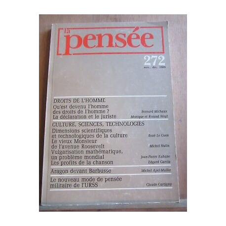 La Pensée n 272 nov déc 1989 Qu'est devenu l'homme des droits
