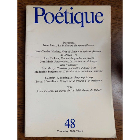 poétique Revue de théorie et d'analyse littéraires 48