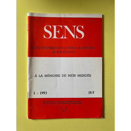 Sens n174 Juifs et chrétiens dans le monde aujourd'hui Janvier 1993