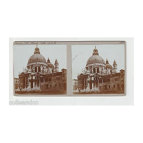 Vue Stéréoscopique Stéréo VENISE Santa Maria della Salute La Piazzetta