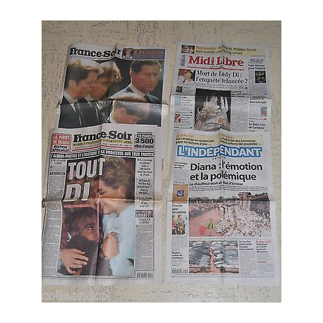 4 Jounaux DECES PRINCESSE DIANA france soir L'indépendant Catalan...
