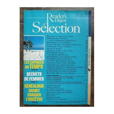 Reader's Digest Sélection Nº 503 Janvier 1989