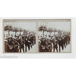 Vue Stéréoscopique Stéréo GESELLENVEREIN Défilé Saint Jean TAMBOURS