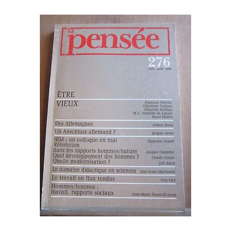 La Pensée n 276 juil août 1990être vieux des allemagnes un...