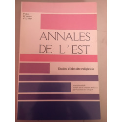 Annales de l'est 5e série 41e année N°2 1989 - Etudes d'histoire...
