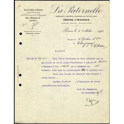 Facture LA PATERNELLE Compagnie d'assurances contre l'incendie