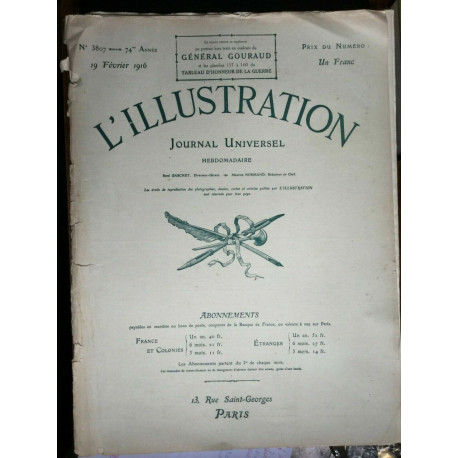 journal Universel N 3807 74 année 19 Féuvrier 1916
