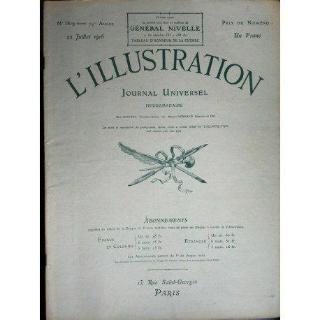 journal Universel N 3829 74 année 22 Julillet 1916