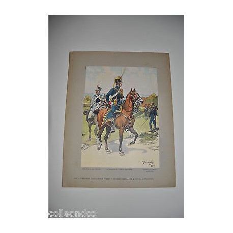 Grande gravure 1819 3 RA pied 5 RA cheval Strasbourg TANCONVILLE
