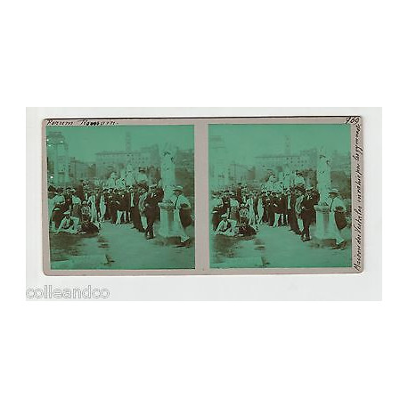 Vue Stéréoscopique Stéréo ROME Forum romain Maisons des Vestales 1910