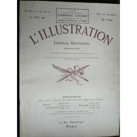 journal Universel N 3832 74 année 12 Aout 1916