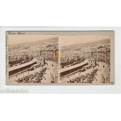 Vue Stéréoscopique Stéréo ITALIE Genes Quais du Port avec tramway...