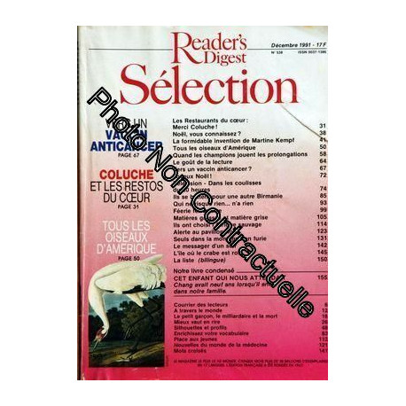 Reader's Digest Selection N° 538 Du 01/12/1991 - Vers Un Vaccin...