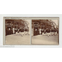Vue Stéréoscopique Stéréo 67 STRASBOURG Défilé de musique ARGENTORATUM