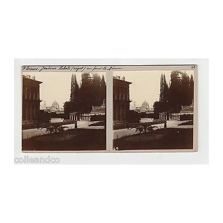 Vue Stéréoscopique Stéréo ITALIE FLORENCE Jardins Royal de Boboli Dôme