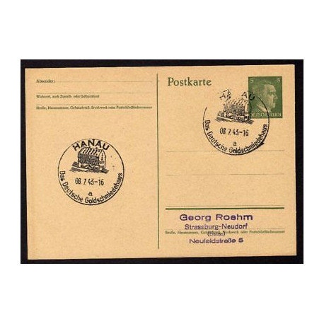 Ganzsache HANAU Cachet Spécial 080743 WW2