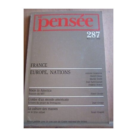 La Pensée n 287 mai juin 1992 nation La Culture des Masses