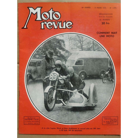 Moto Revue n 1076 Comment naît une Moto 15 Mars 1952