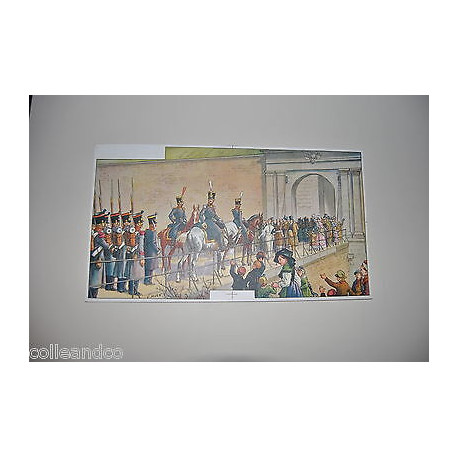 Grande gravure V. HUEN Soldats à cheval à identifier Alsace...