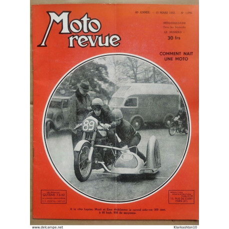 Moto Revue n 1076 Comment naît une Moto 15 Mars 1952