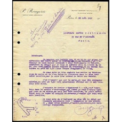 Facture p ROUGERIE ingénieur conseil caoutchoutier à Paris rue Vernier