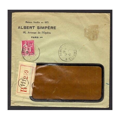 Enveloppe Commerciale ALBERT SIMPERE 16 avenue de l'Opéra PARIS...