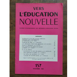 Vers l'éducation nouvelle n157 Novembre 1961