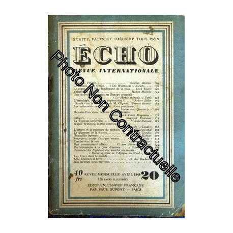 Echo Revue Internationale N° 20 Du 01/04/1948