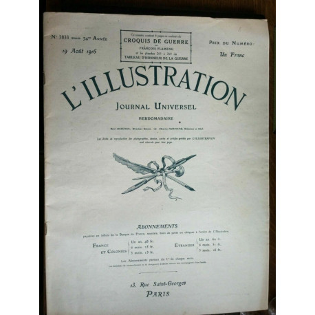 journal Universel N 3833 74 année 19 Aout 1916