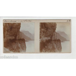 Vue Stéréoscopique Stéréo SUISSE SCHWEIZ Axenstrasse Flüelen