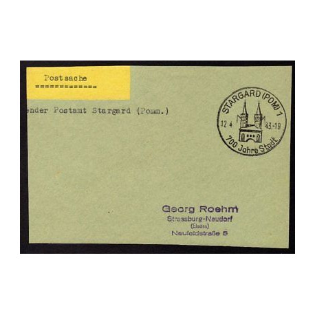 Postsache Absender Postamt STARGARD Pom 1 du 100343