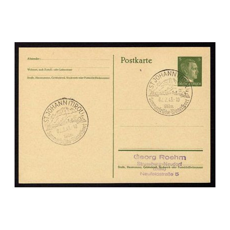 Ganzsache ST JOHANN Cachet Spécial 020243 WW2