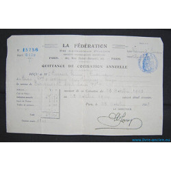 Quittance de cotisation annuelle LA FEDERATION DES AGRICULTEURS...