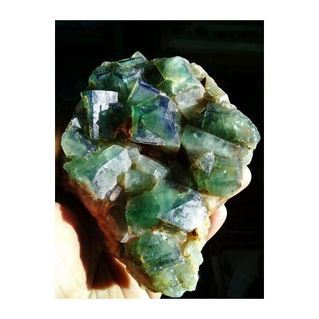 Belle fluorine bicolore deux macles Jerf Maroc 10cmx7cm