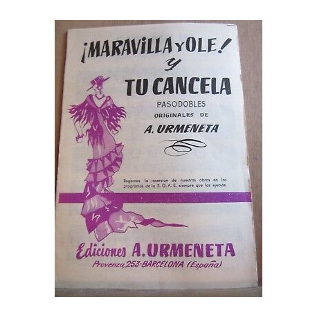 pasos dobles Maravilla y olé tu cancela a Urmeneta Ediciones a...