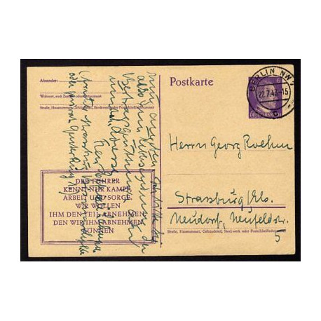 Ganzsache 6 pf. Cachet BERLIN NW C du 220743