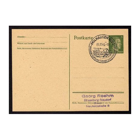 Ganzsache MÜLHAUSEN Cachet Spécial 031143 WW2