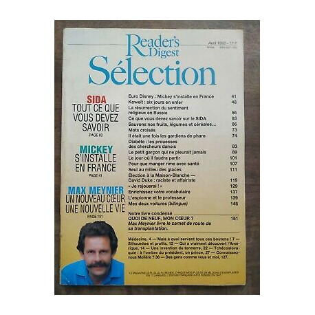 Reader's Digest Sélection Nº 542 Avril 1992